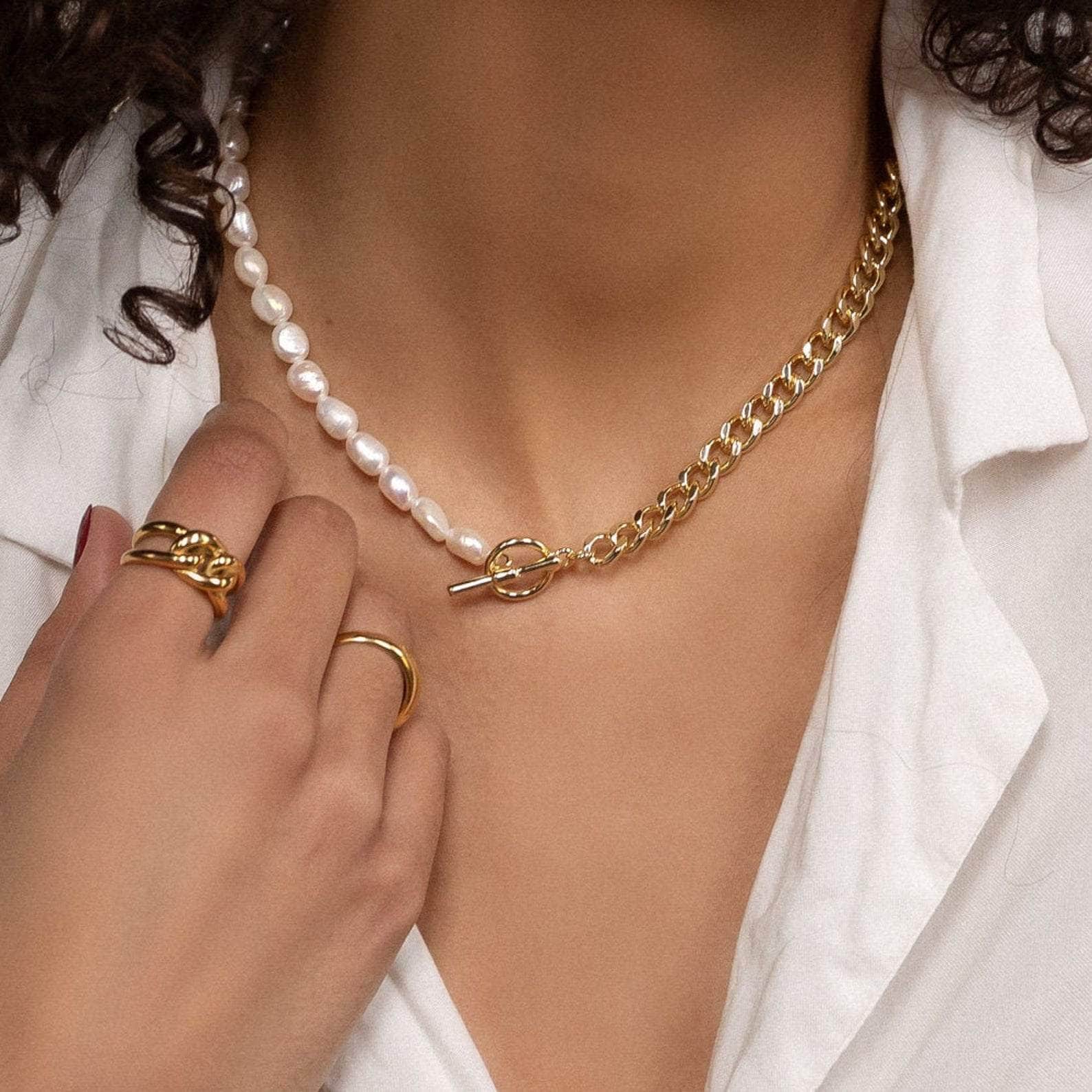 Pearl Necklace - Mason & Madison Half Chain Pearl Necklace - Image 3