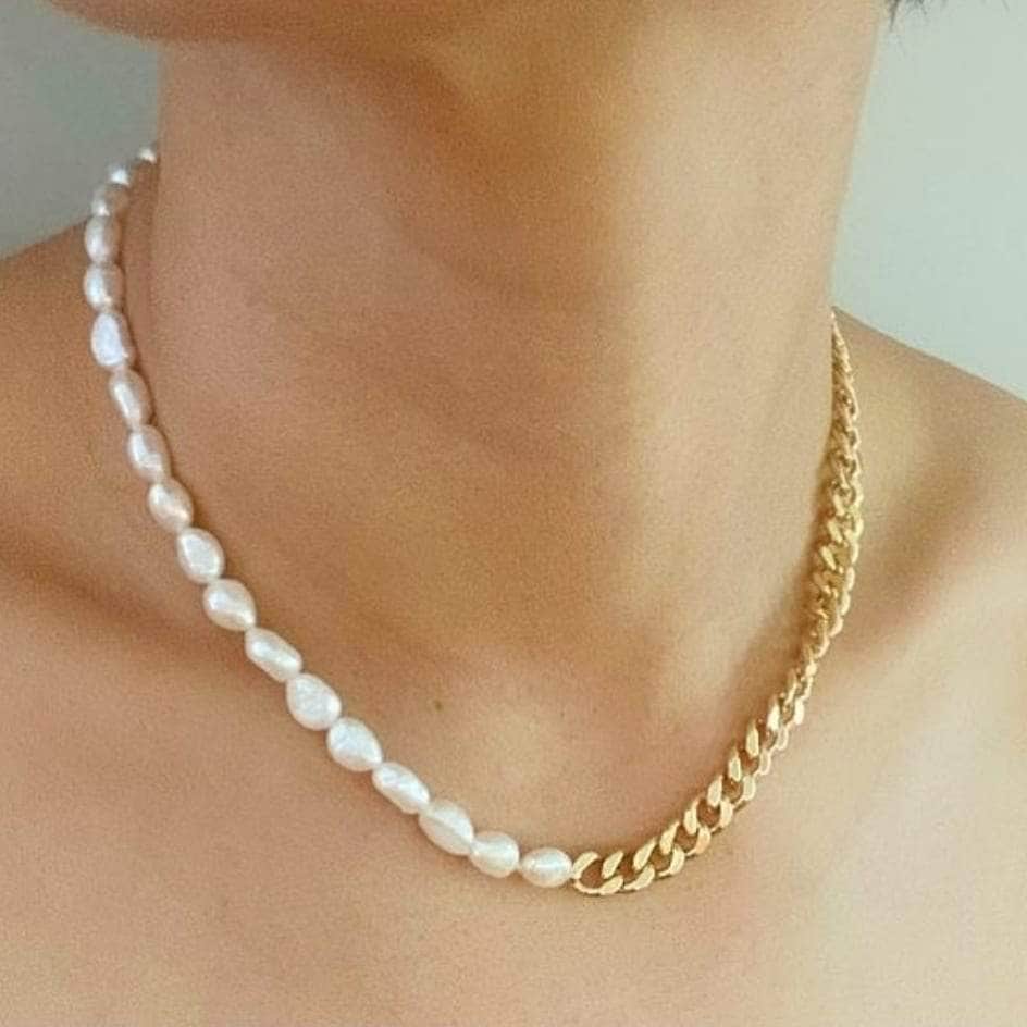 Pearl Necklace - Mason & Madison Half Chain Pearl Necklace - Image 4