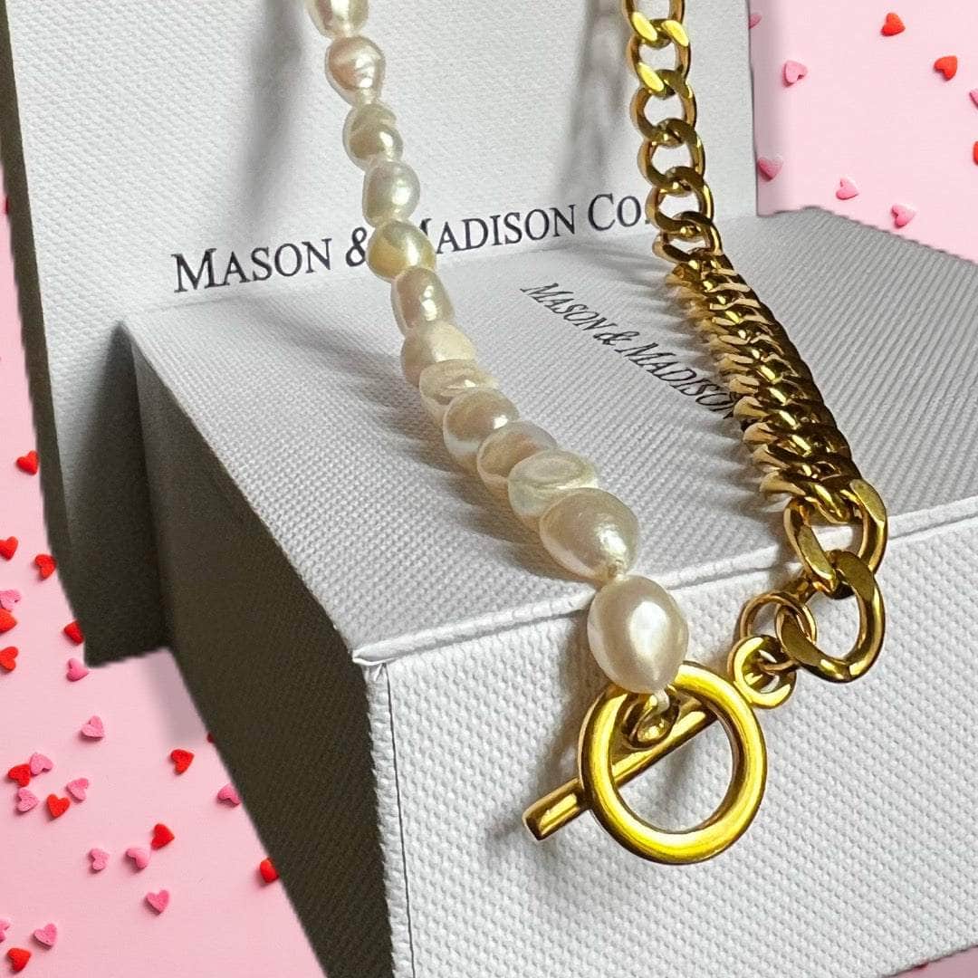 Pearl Necklace - Mason & Madison Half Chain Pearl Necklace - Image 5