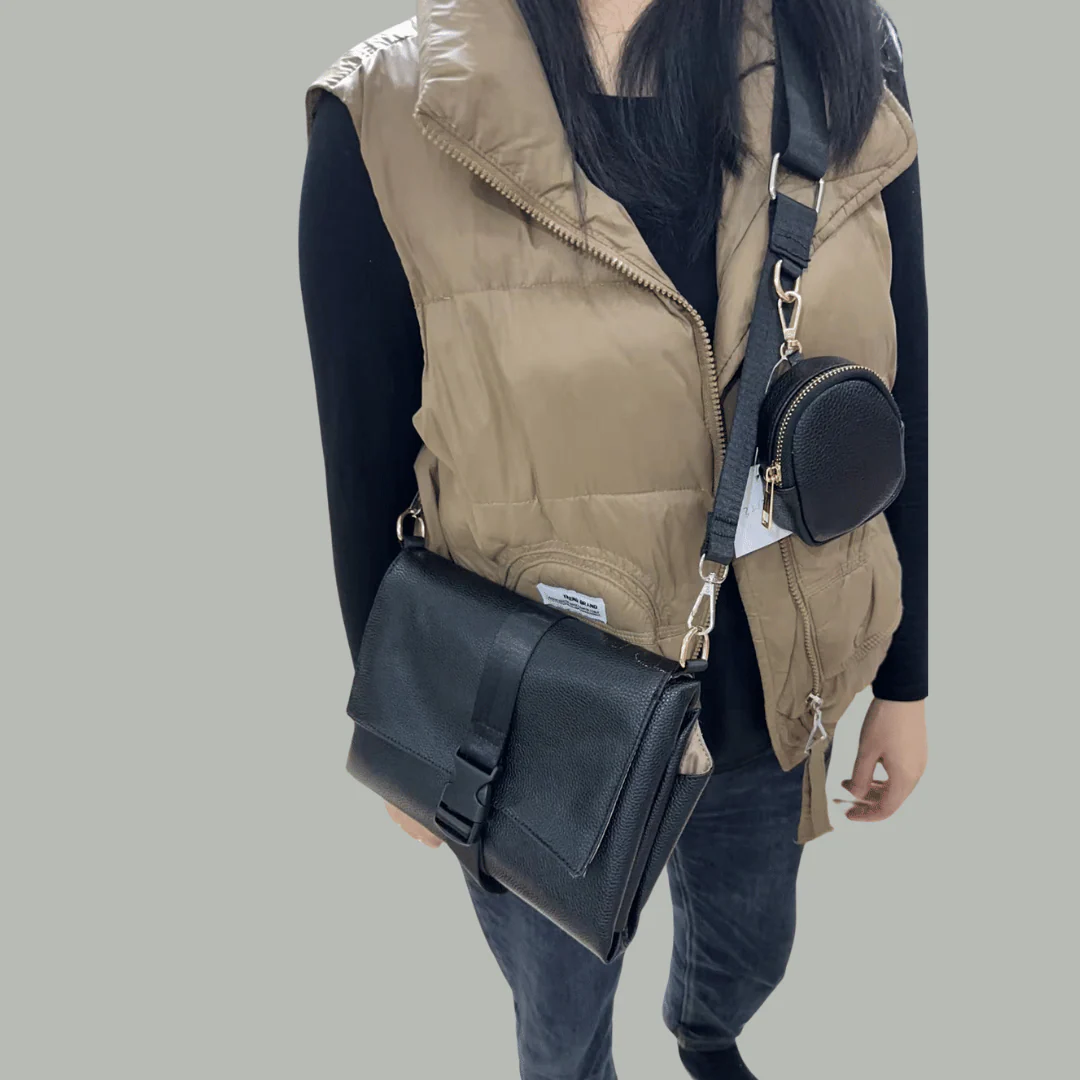 Leather Changing Bag - Everyday Changing Clutch (Black) - Image 3