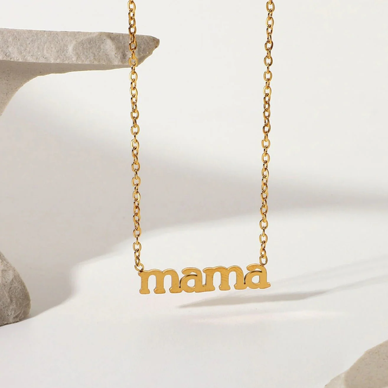 Gold Pendant Necklace for Mom - Mason & Madison Mama Letter Chain Necklace - Image 4