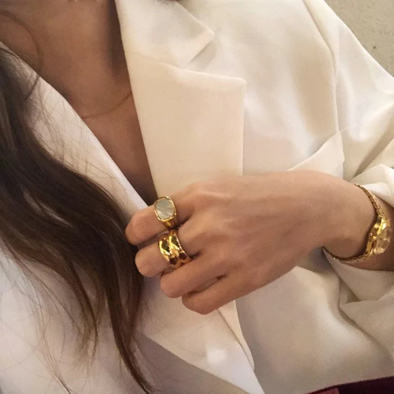 Gold Ring - NYC Duo Ridge Ring - Image 3