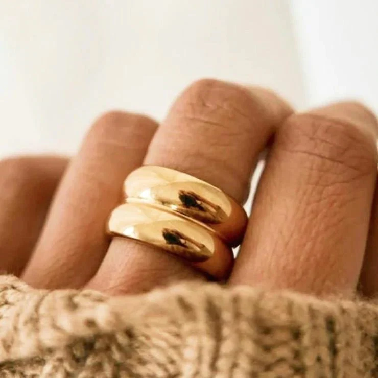 Gold Ring - NYC Duo Ridge Ring - Image 5