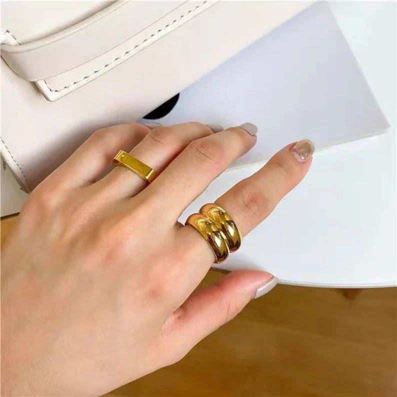 Gold Ring - NYC Duo Ridge Ring - Image 6