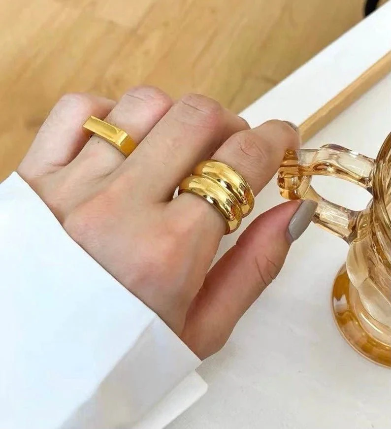 Gold Ring - NYC Duo Ridge Ring - Image 7